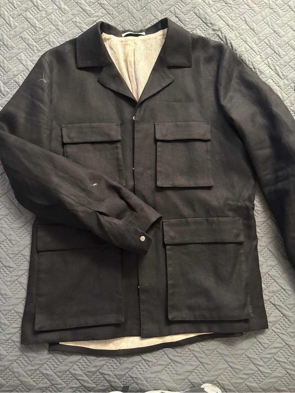Suitsupply Black Military Field Jacket with Four Front Pockets